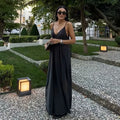 MUJER Black Slip Long Dresses