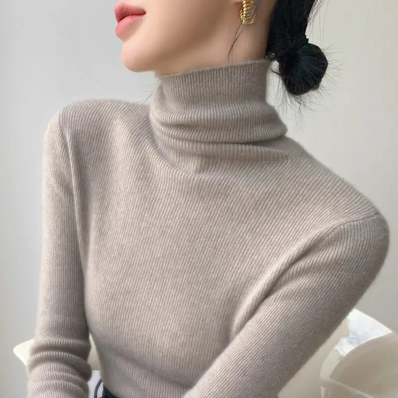 Long Sleeve Knitted Pullover Solid Casual Slim Sweater