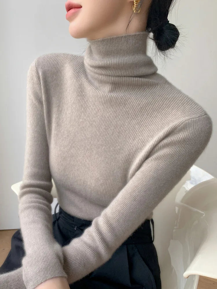 Long Sleeve Knitted Pullover Solid Casual Slim Sweater
