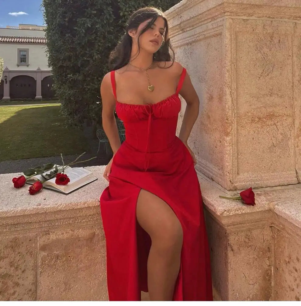 Floral Print Corset Midi Dress High Waist